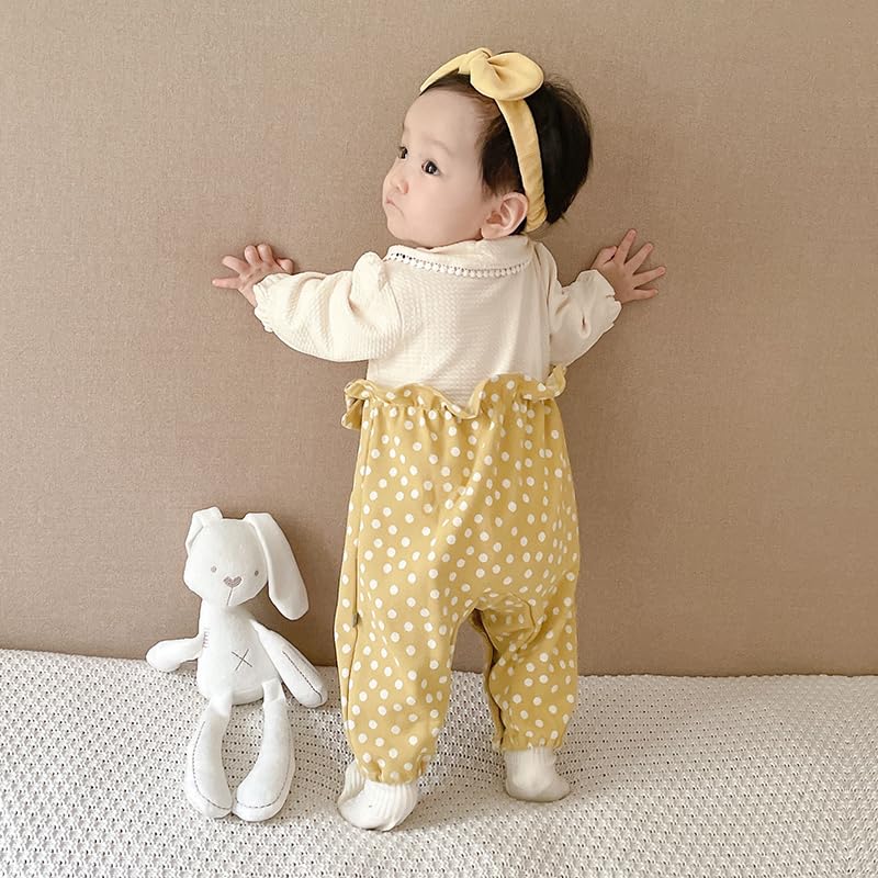 Baby koi Baby Long Sleeve Layered Newborn Faux Layered Baby Polka Dot Size 24M Clothes, Romper, Spring/Autumn Style, Coverall, Girl, Pre-birth Gift,
