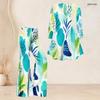 Women Plus Size Printed Round Neck Three Quarter Sleeve Flared Top And Flared Pants Two Piece Set