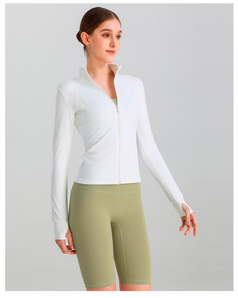 Cardigan Corto da Donna a Manica Lunga con Collo Alto e Vestibilità Slim - Perfetto per Yoga Autunnale, Corsa e Fitness