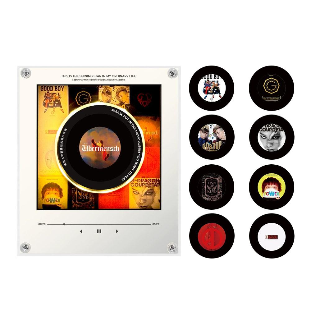 NFC Induction Rotating Vinyl Disc Player Magnetic Refrigerator Sticker Built-in Speaker Auto Singing Night Light Creative Decor