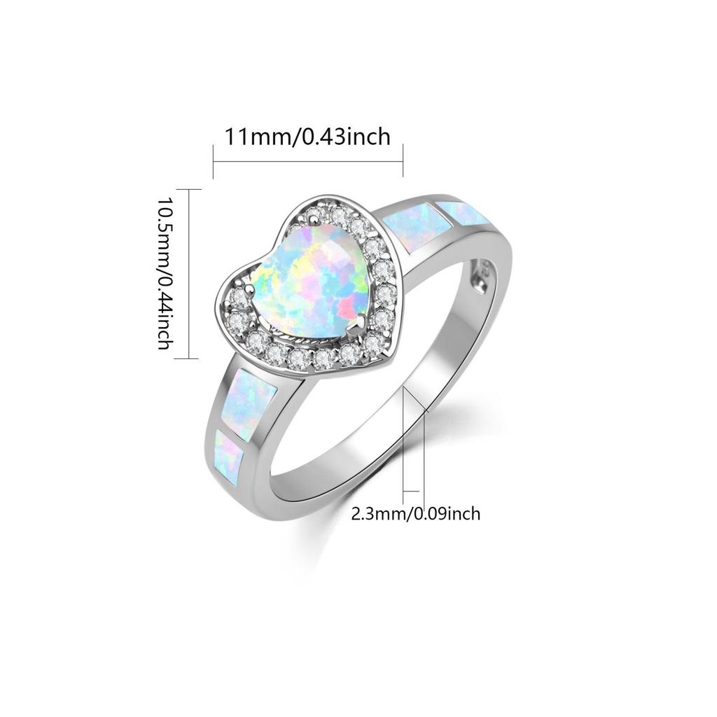 Trending White Heart-Shaped Opal Ring in Ins Style