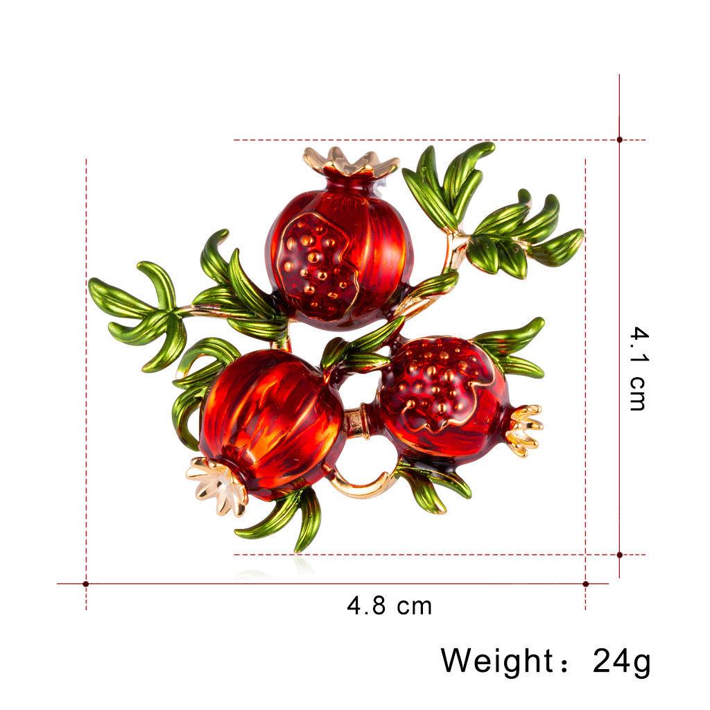 Elegant Retro Pomegranate Enamel Brooch for Women - Premium High-End Corsage Pin Suit Accessory