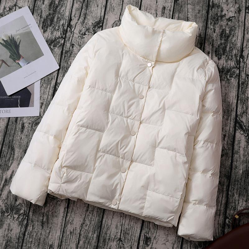 Women's 2024 Korean Style Slim-fit Lightweight Down Jacket with Stand-up Collar and Wave Pattern
