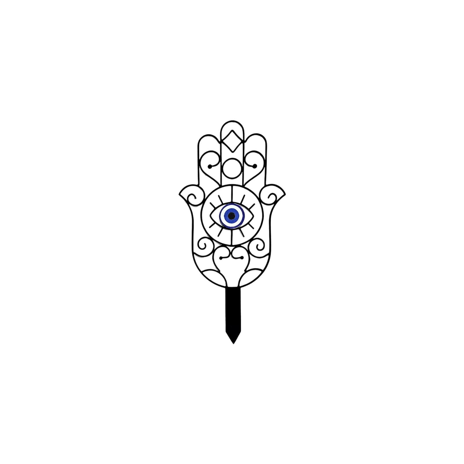 

Metal Garden Stake Decorative Yard Art Hand Shape with Eye Design Creative Iron Outdoor Plant Marker for Garden Lawn Decoration one size чёрный