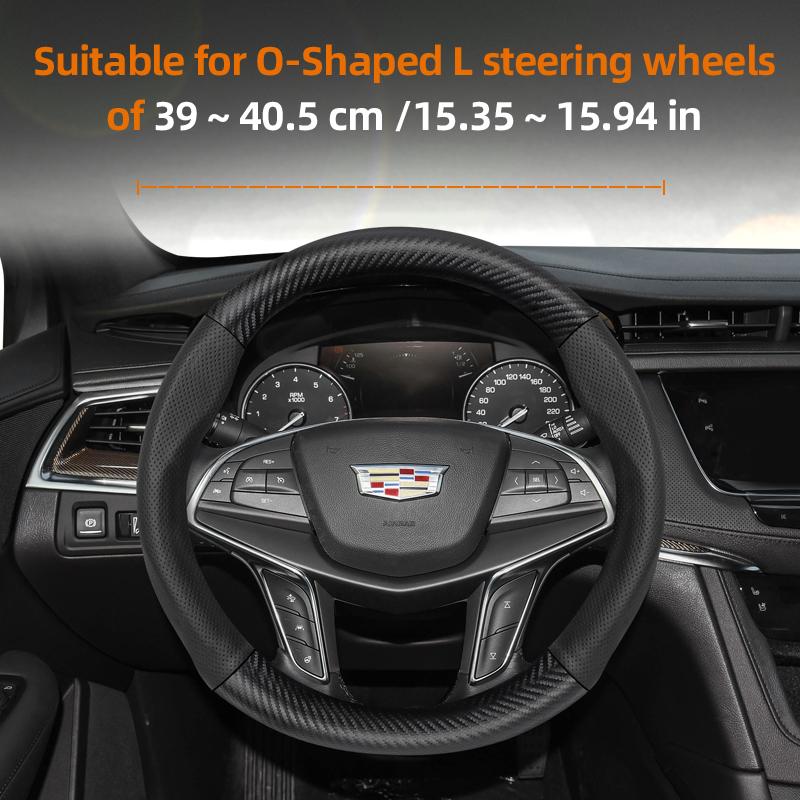 Suitable for Cadillac Breathable Hole Leather Matte Carbon Fiber Texture Steering Wheel Cover Suitable for Cts 2013 Ct4 Carbon Interior Ct5 Xt5 Xt4 X
