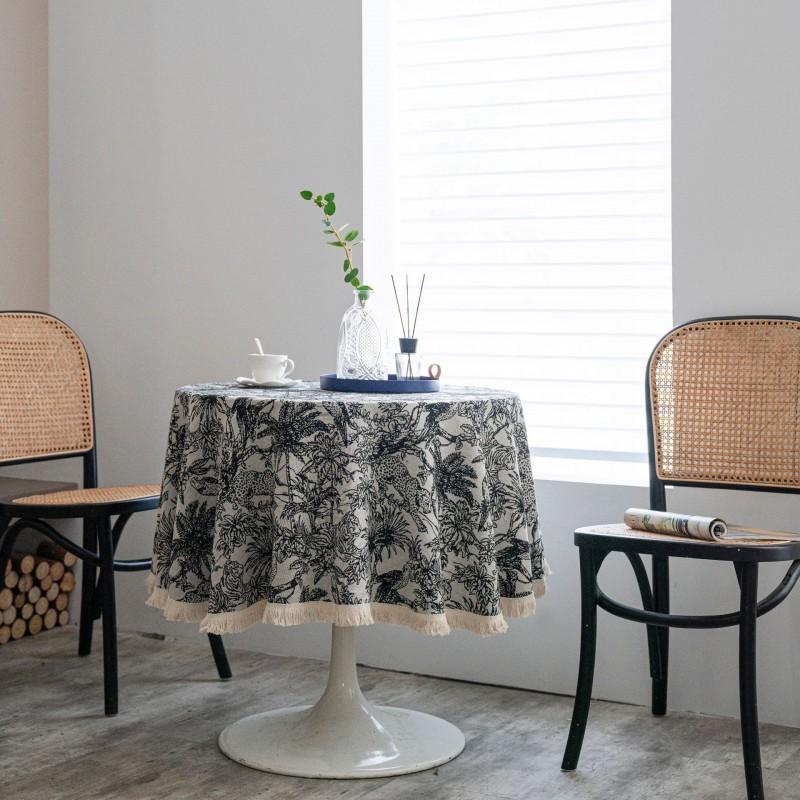 Cotton Jacquard Tablecloth Round Dining Table Cover