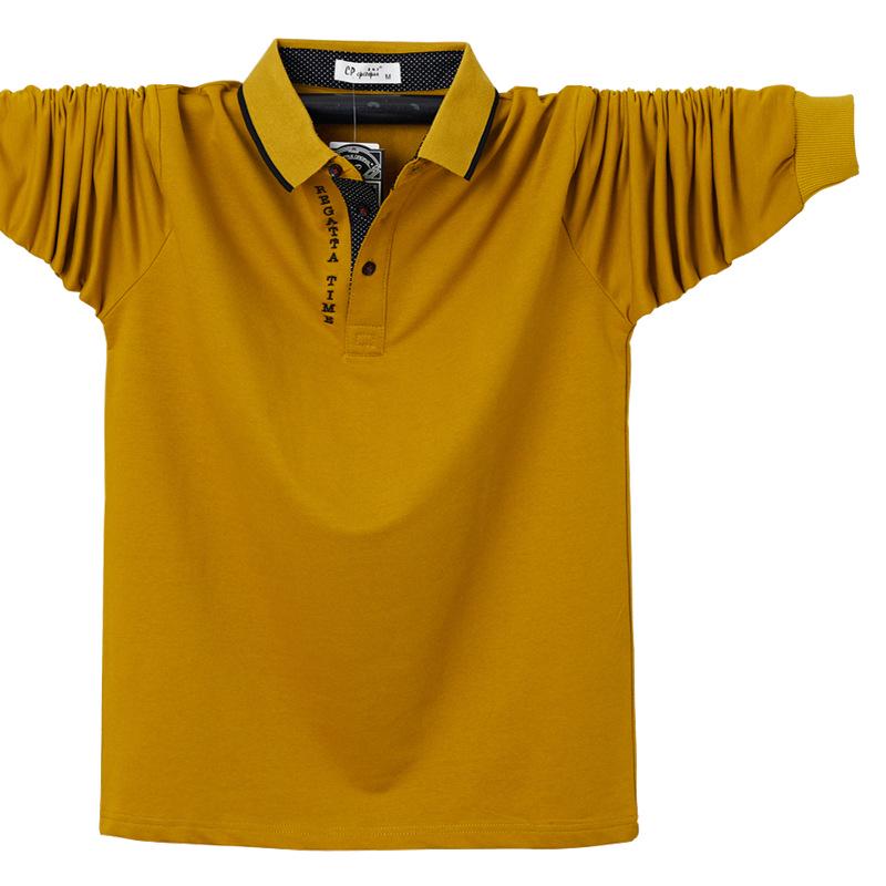 Extra Large Men's Long Sleeve Polo Shirt - Turn-Down Collar, Plus Size, Loose Fit, Business Style