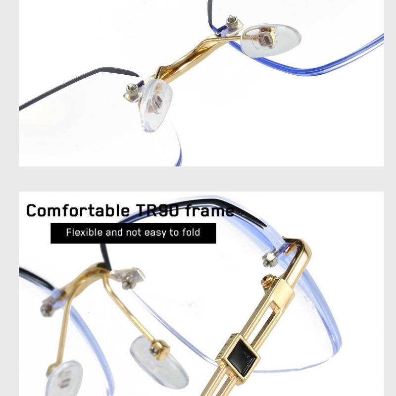 Retro Men Metal Frame Glasses Fashion Rimless Women Eye Protection Anti Blue Light Computer Eyewear