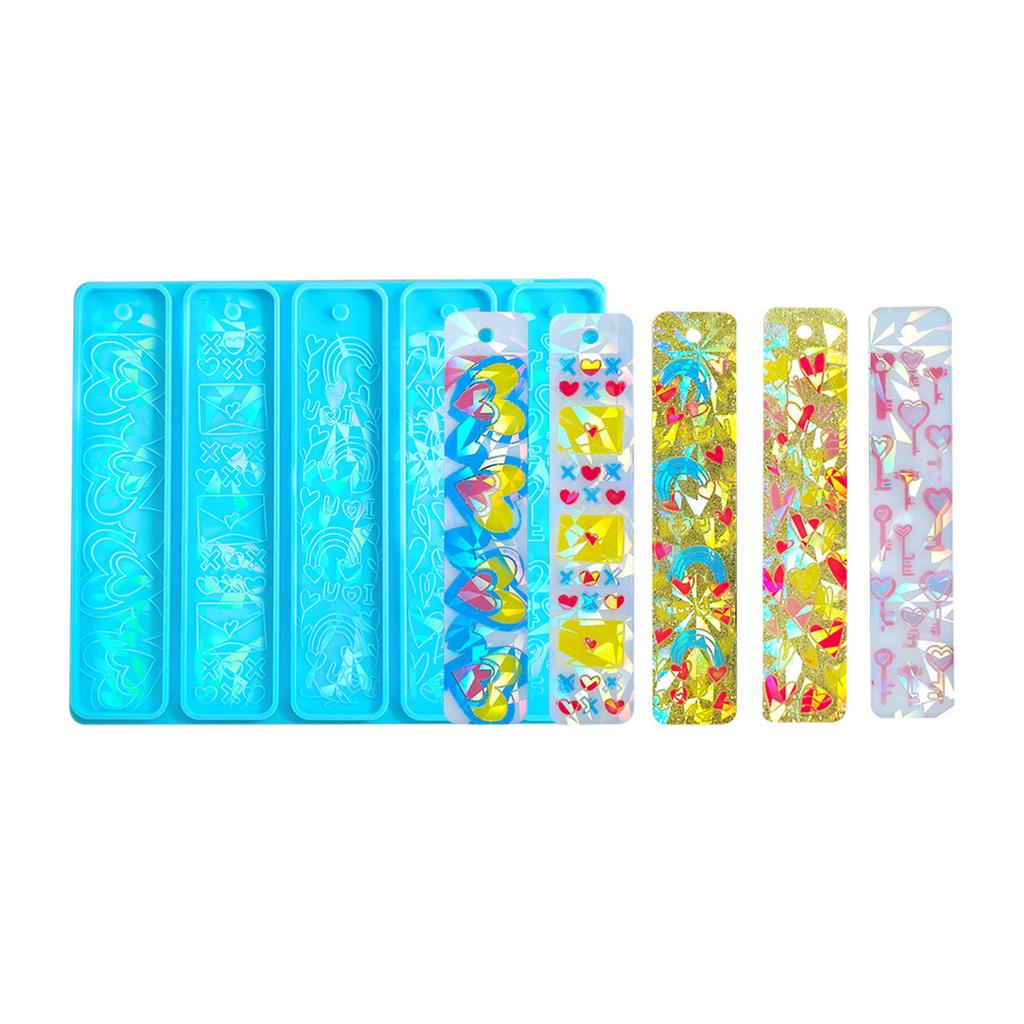 Holographisches Lesezeichen Harzform Herz Silikonform mit Loch Epoxid Gießformen Lesezeichen Schlüsselanhänger Herstellungswerkzeug DIY