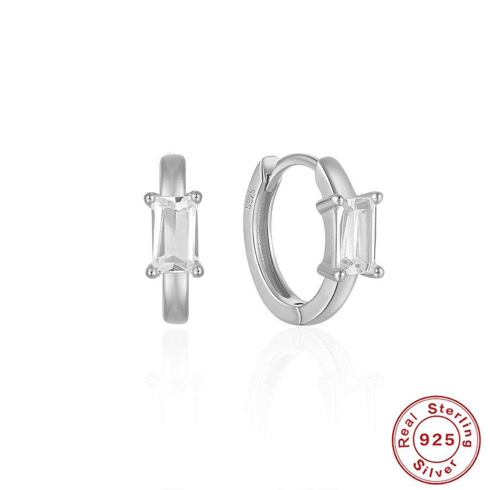 French Simple S925 Silver Fashion Temperament High-End Light Luxury Colored Treasure Stud Earrings Irregular Ear Buckles