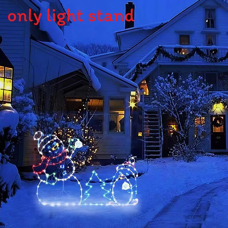 Christmas Snowman Metal Garden Decor With Lights For Holiday Festivities