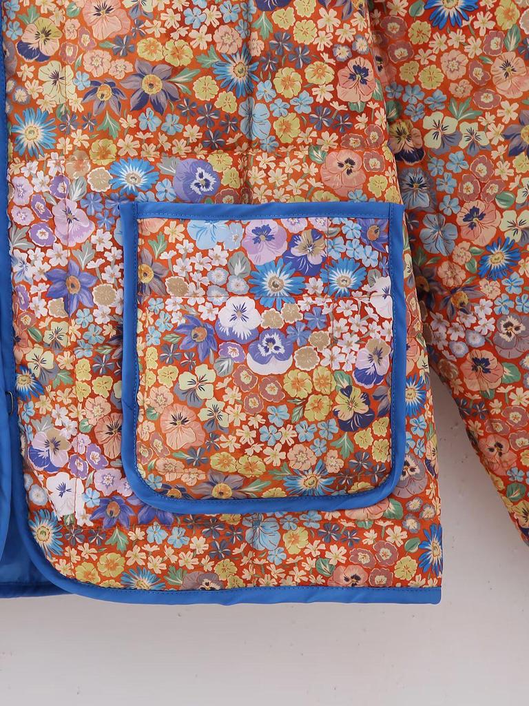 2023 Herbst/Winter Europäischer Stil Gesteppt Floral Dick Warm Damenmantel