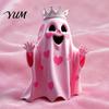 Small Autumn Pumpkin Crafts Spooky Halloween Figurine, Resin Scary Ghost Tabletop Decoration Table Centerpieces for Tiered Tray, Shelf, Mantel,