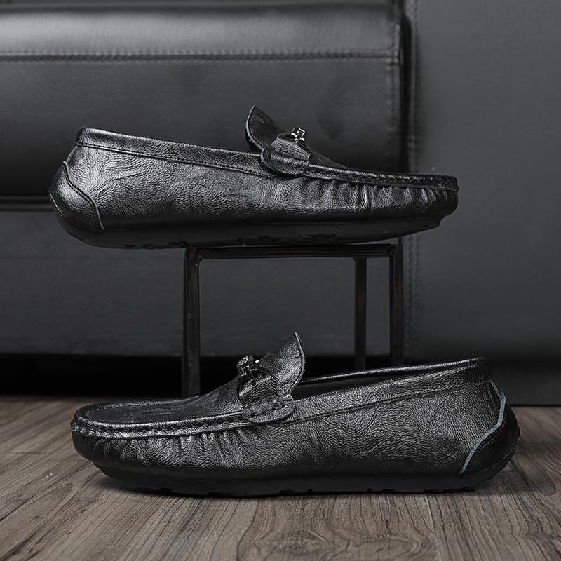 Genuine Leather Men Casual Shoes Soft-Soled Mens Loafers Ultra-light Moccasins Breathable Slip on Flats Comfy Man Driving Shoes