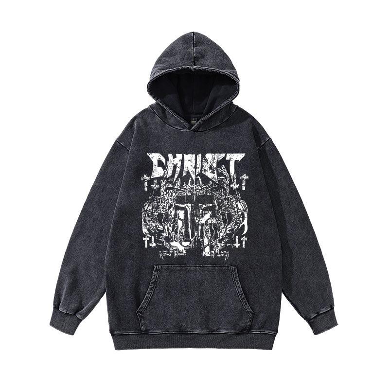 Женский топ, промытый старый свитер, однотонный свитшот, готическая толстовка с капюшоном для пары L