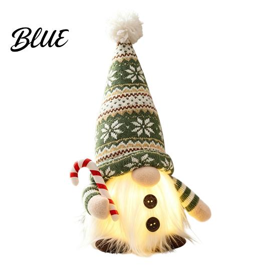 Durable Fabric Holiday Figurines Lighted Christmas Gnome Decorations Plush Dwarf Dolls with Warm Lights Yellow Light Decor Knitted Hats Ornaments