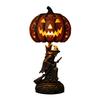 Pumpkin Night Light Halloween Horror Skeleton Ghost Witch Pumpkin Lantern Resin LED Tabletop Lamp for Gothic Room Desk Decorr