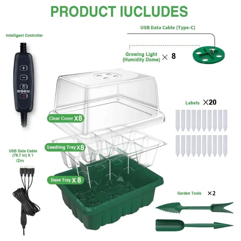 4/5/6 Heads Full Spectrum USB 5V LED Grow Light with Seedling Starter Tray Greenhouse Plant Growing Lamp for Seedlings