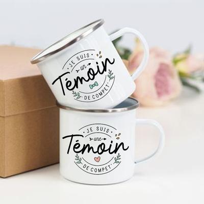 French Printed Enamel Mugs Bachelorette Party Coffee Wine Mug Bridesmaid Best Man Cup Engagement Wedding Gifts for Witness