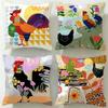 Classic Art Theme Rooster Doodle Art Cushion Cover Soft EasyWash Pillow Case Versatile for Couch Bed Travel and Office