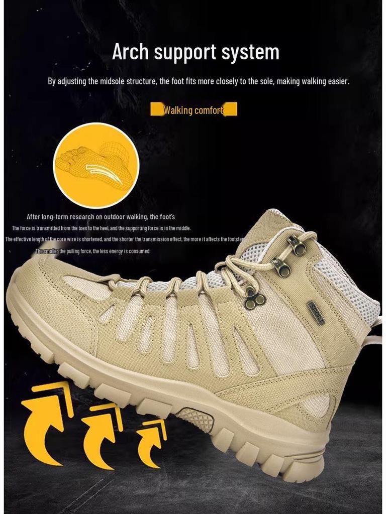 Men's Tactical Desert Combat and Mountaineering Boots for Outdoor Camping and Wilderness Sports