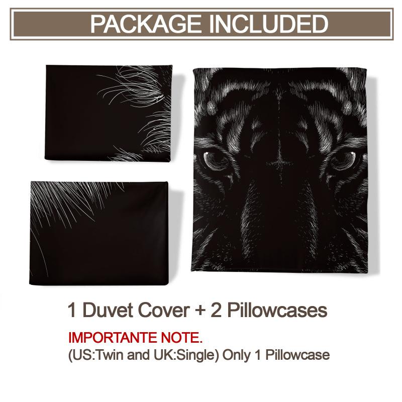 Tiger Print Duvet Cover Bedding Set Without Filler Soft and Comfortable for Bedroom and Guest Room All Seasons