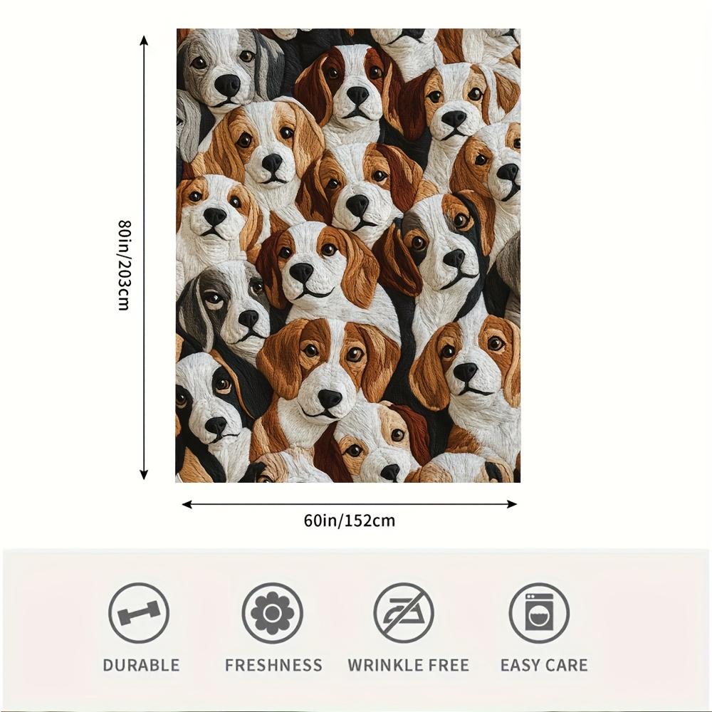 1Pc Beagles Soft And Comfortable Flannel Blanket Mixed Color Polyester Material, Suitable For All Seasons, Couch Bed Office Naps