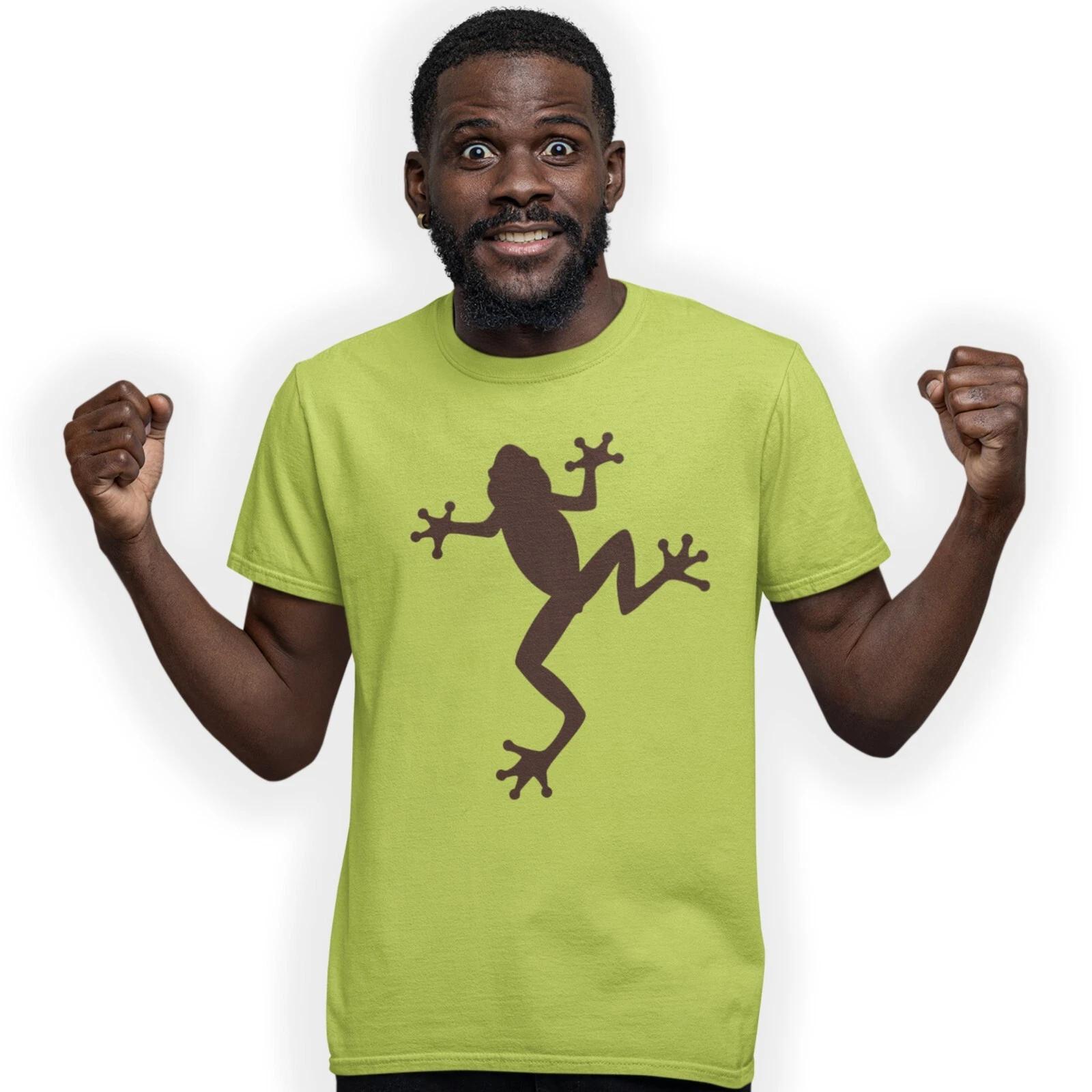 Frog Climbing Up Hand Printed T-Shirt Birthday Gift Size S-2XL S
