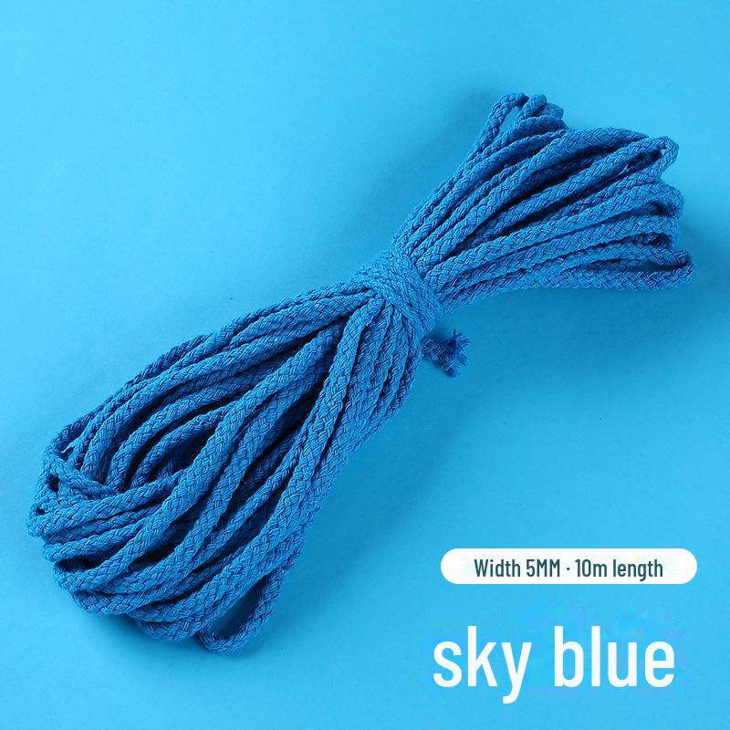 5mm Thick Colored Cotton Rope - 10 Meters Hand-Woven Eight-Strand for DIY, Drawstring Bags, and Hat Ropes