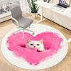 1PC Heart Cat Office Round Area Rug,  Mat Suitable ForOffice, Under Office Chairs Bedroom Living Room Home Decor, Room Deco
