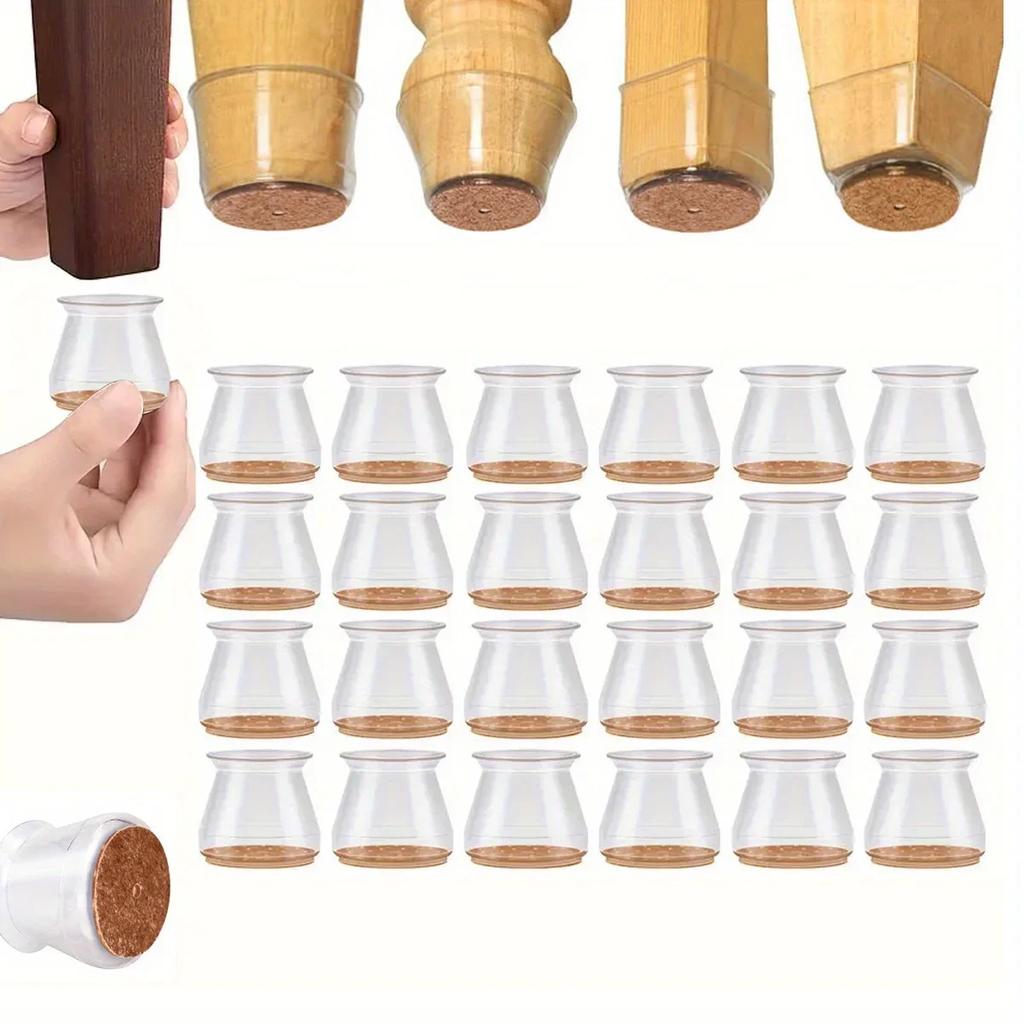 28pcs Chair Leg Floor Protectors, Silicone Chair Leg Covers, Small Floors Felt Pads Reduce Noise, Furniture Accessories