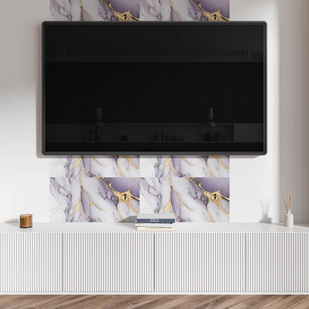 Kafelki Winylowe Samoprzylepne Z Nadrukiem Do Salonu Abstrakcyjny Wzór Żyłkowy 6X60X30 Cm