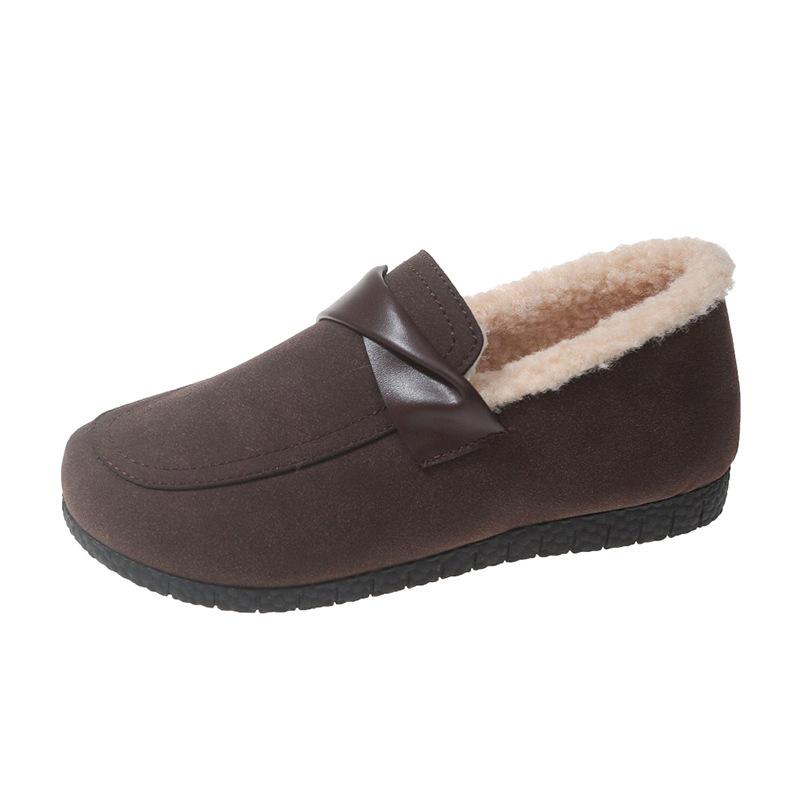 Fashion Padded Warm Cotton Shoes Women's Autumn Winter New Retro Round Toe Flats Slip on Soft Bottom Suede Comfortable Females Shoes