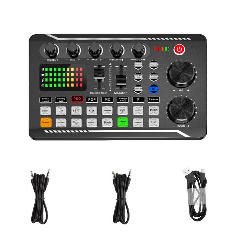 F998 Rechargeable Sound Card & Condenser Microphone Set for Outdoor Live Performance