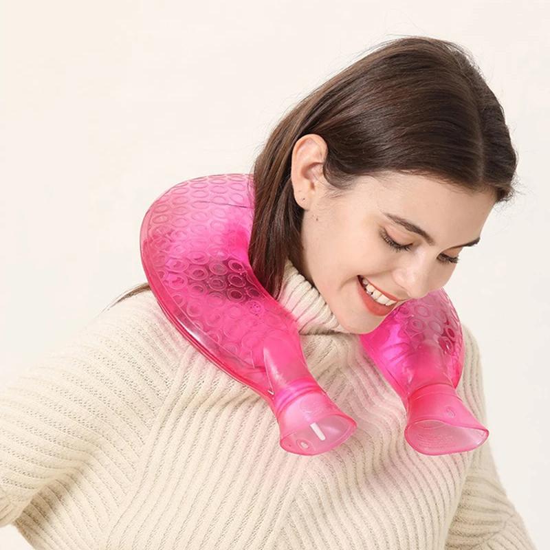 U-förmige Wärmflasche Transparent Gefüllt Mit Wasser Tasche Für Halswirbel Kompresse Hals Warme Wasser Flasche Wärmt Hals