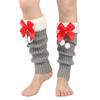 Christmas Fleece Trim Warm Leg Warmers Sweet Plush Balls Bows Knitted Boot Covers Festival Footless Socks for Women