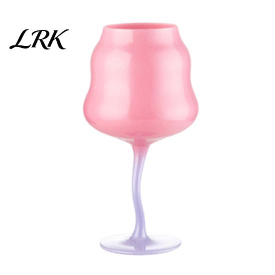 Bright Macaron Color Cup Glass Goblet, Wave Cup, Creative Decorative Cocktail Glassware, Photo-friendly Novelty Bar Goblet Tool for Wine Cocktails