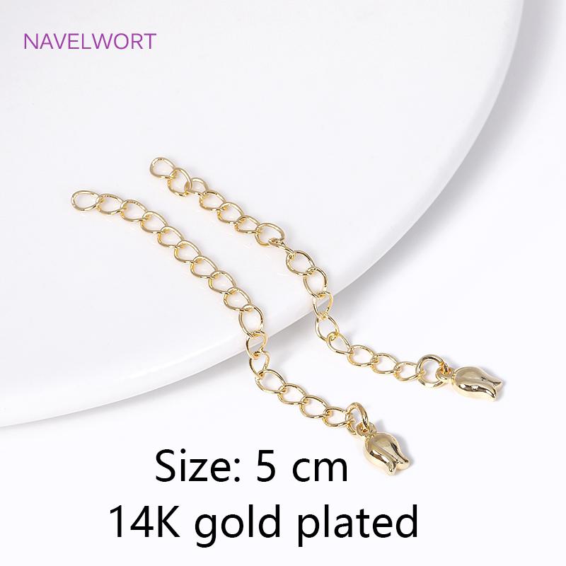 18K Gold Plated With Tag Extension Chain Brass Metal Extension Chains Connectors DIY Necklace Bracelet Jewelry Making Supplies