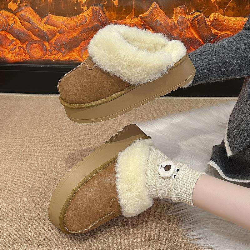 Thick-soled heightening fur integrated warm snow boots women's 2025 winter new fashion velvet thickened comfortable cotton mop