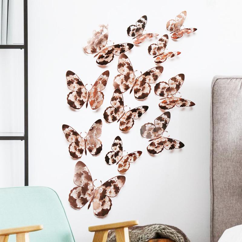 

12 Pcs Butterfly Wall Stickers 10 Colors Pearlized Paper Cutout DIY Home Room Decor