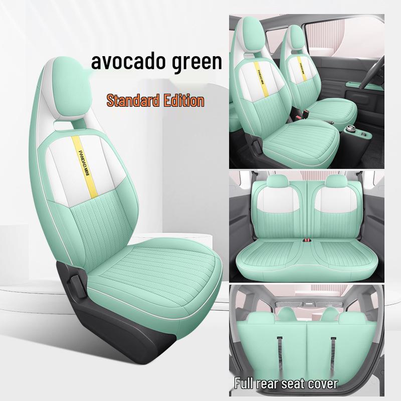 2023 Cute Panda Mini Car Seat Cushion – 120km Model, Full Surround Cartoon Leather Cover