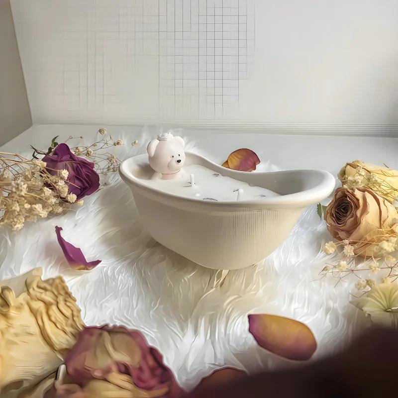 1pcs Bathtub Silicone Mold, Bathtub Decor Resin Mold, Storage Box Candle Jar Making Silicone Mold, DIY Epoxy Resin Casting Mold