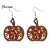 Gift for Her 1 Pair Fall Thanksgiving Pumpkin Earrings Women, Wooden Halloween Dangle Shaped Drop Earrings, Autumn Jewelry Lightweight Wood