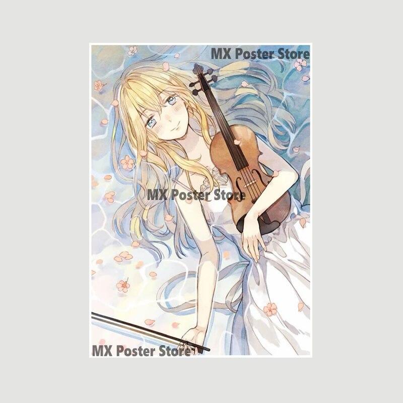 Japanische Anime Your Lie In April Poster weiß beschichtetes Papier Wandaufkleber Home Decor Wandbild Wohnzimmer Bar Dekoration Malerei