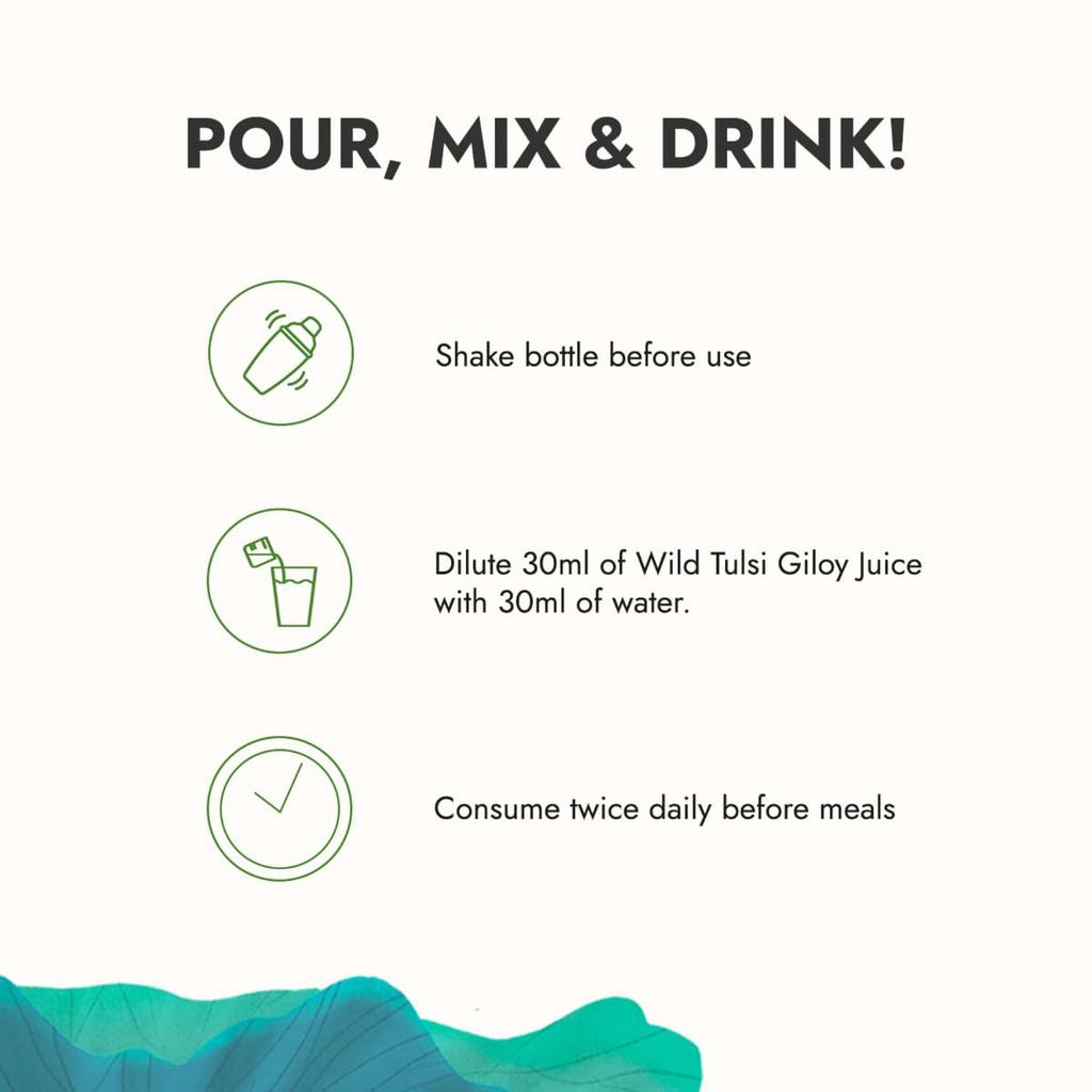 Kapiva Wild Tulsi Giloy Juice 1L Pack of 1 | Ayurvedic Daily Wellness & Immune Support Drink from Fresh Plants