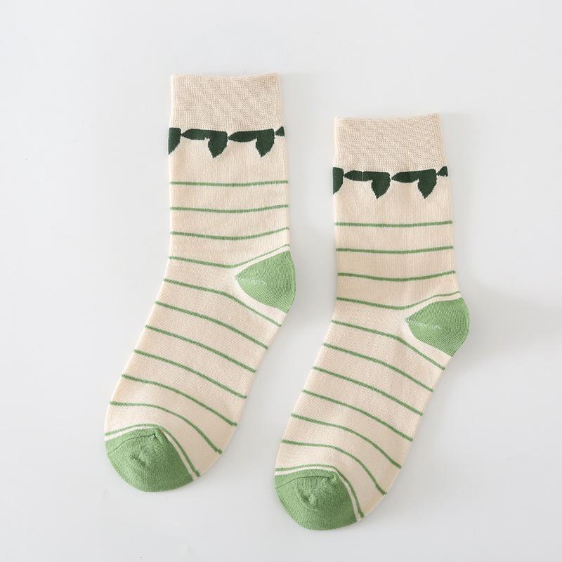 5/10 Pairs Women Double Layer Octagonal Flower Rabbit Wool Socks Autumn Winter Retro Coarse Knit Socks