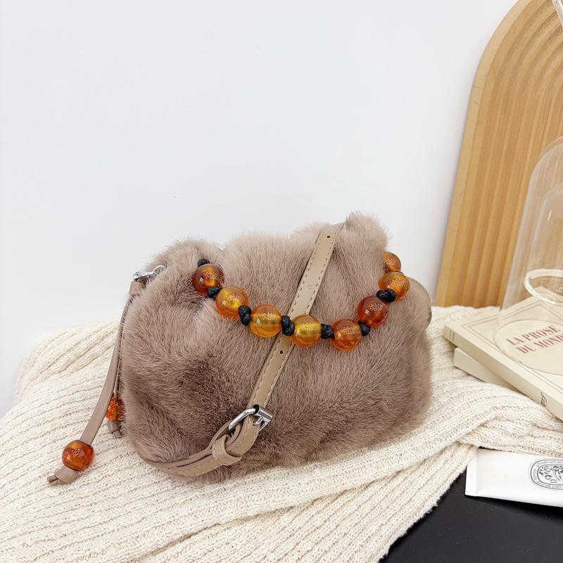 Faux Fur Tote Bag Women's Bucket Bags Plush Luxury Design Ladies Handbags Soft Winter Crossbody Shoulder Bags Bolsa Feminina Sac