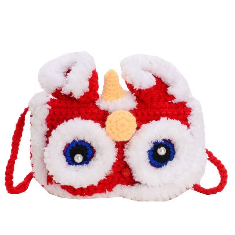Charming Crocheted Handmade Lion Coin Purse In Bright Red For Kids Nursery