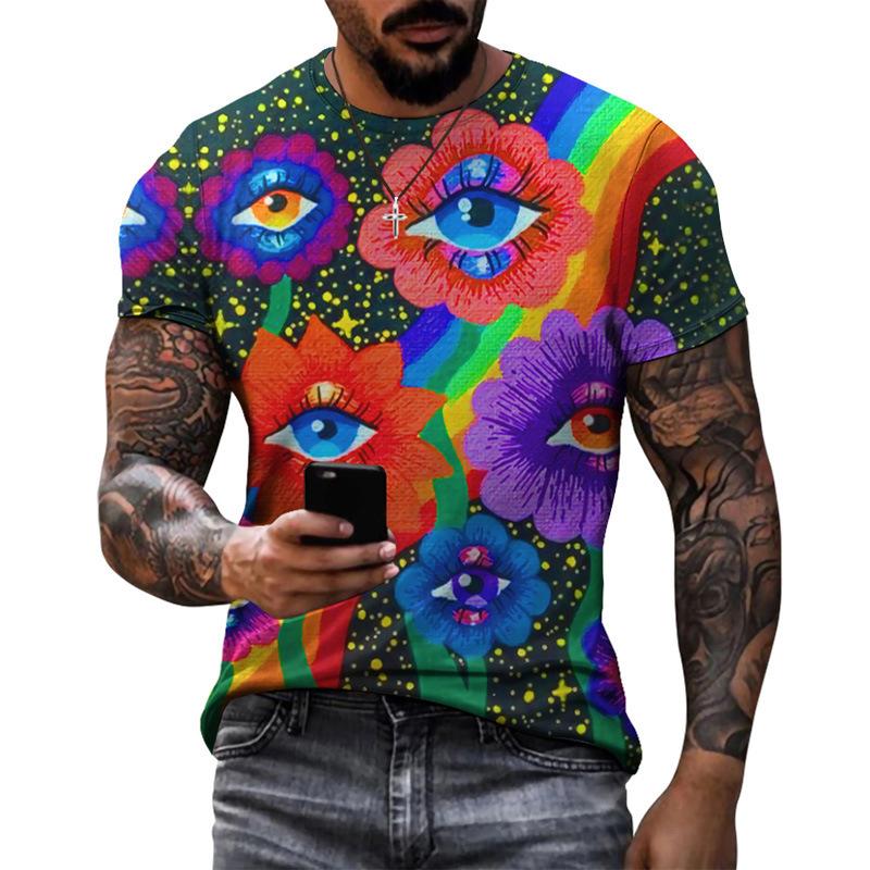 

Летняя новинка, мужская футболка с короткими рукавами и принтом в виде глаз с 3D-цифровой печатью 6XL