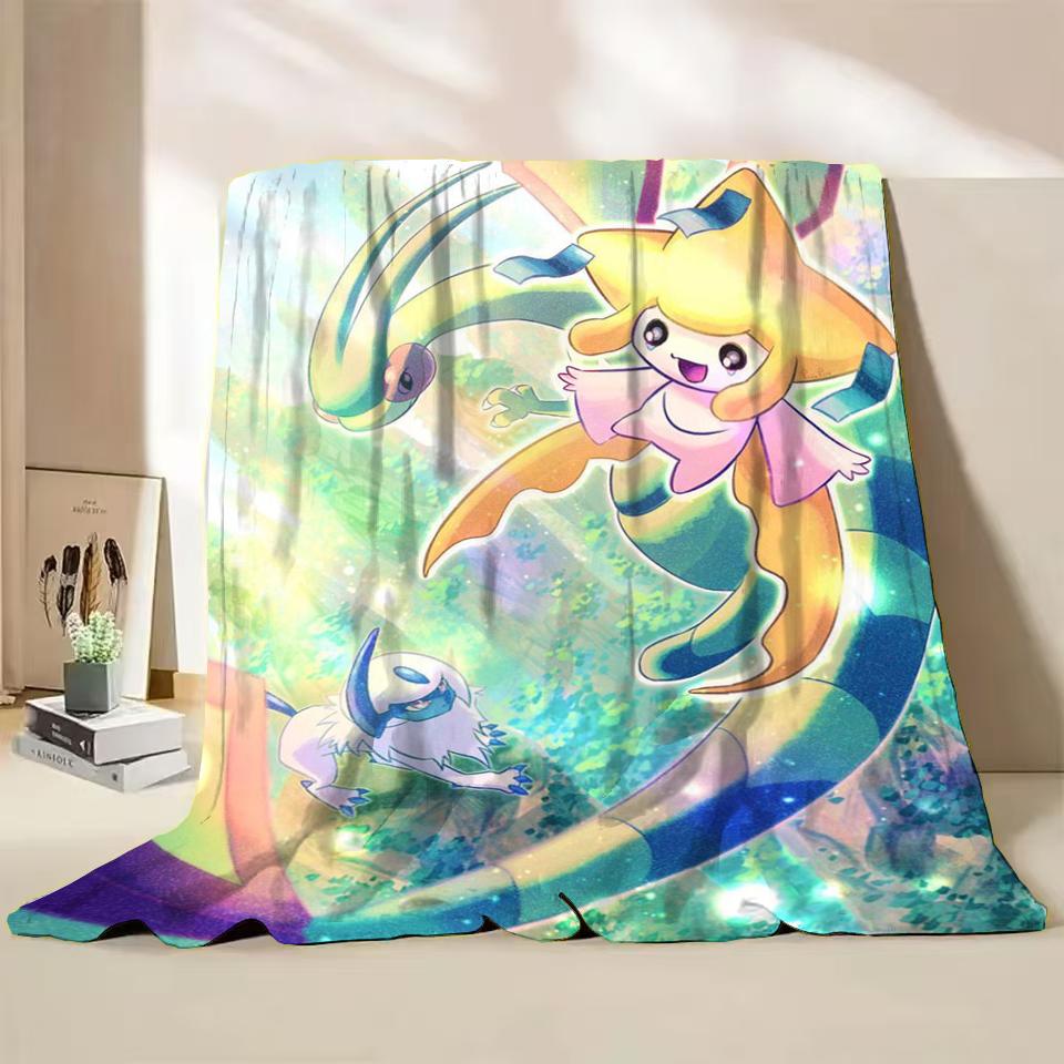 Pokemon Jirachi Cartoon Flannel Fluffy Blanket for Home Bedroom Bed Sofa Office Children Cover Adult Soft Blanket Baby Cute Gift